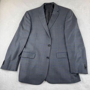 Jos A Bank Reserve Suit Blazer Men 46L Plaid 100% Italian Lanificio Wool Chelsea